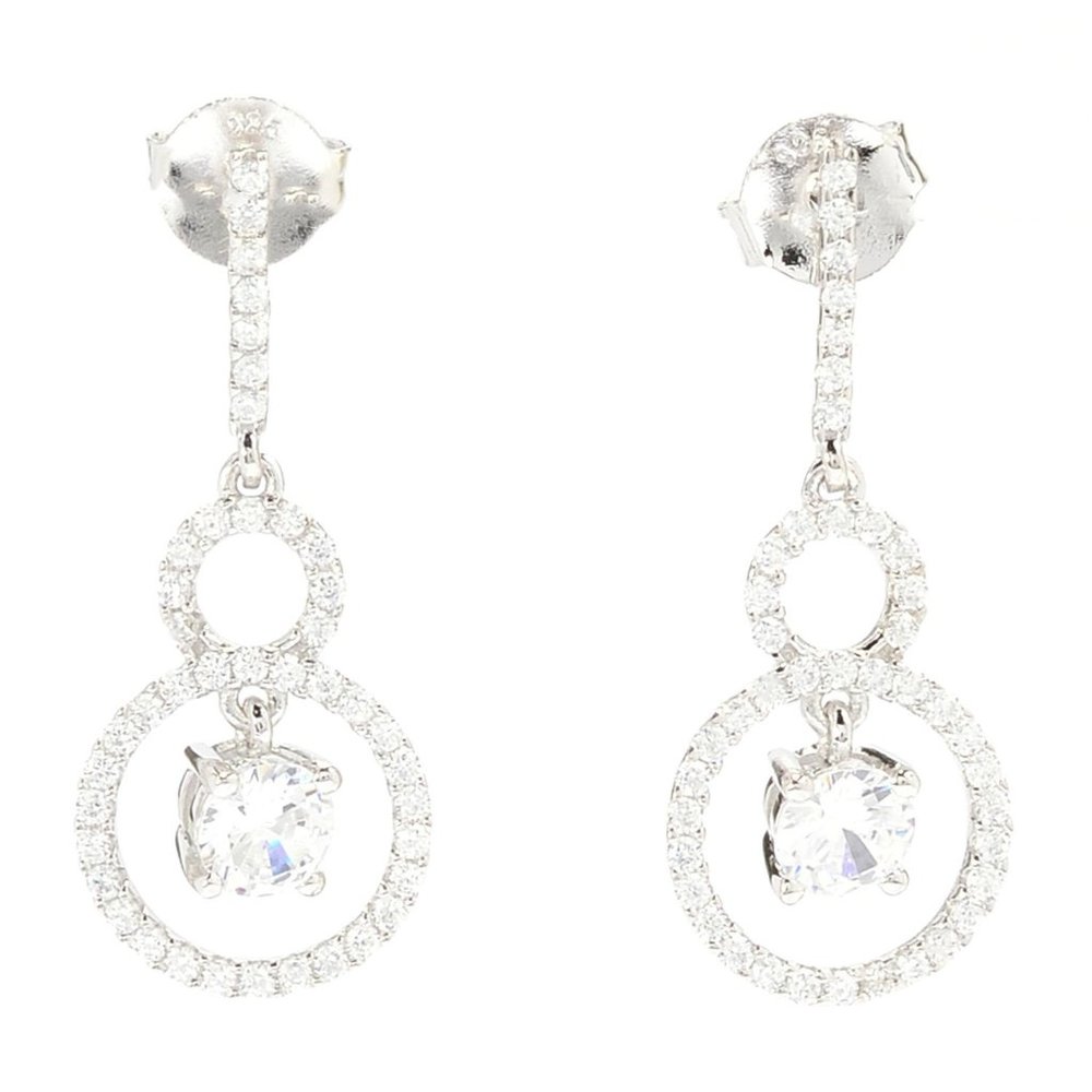 Brilliante Platinum Embraced 1.76 DEW Simulated Diamond Double Drop Earrings
